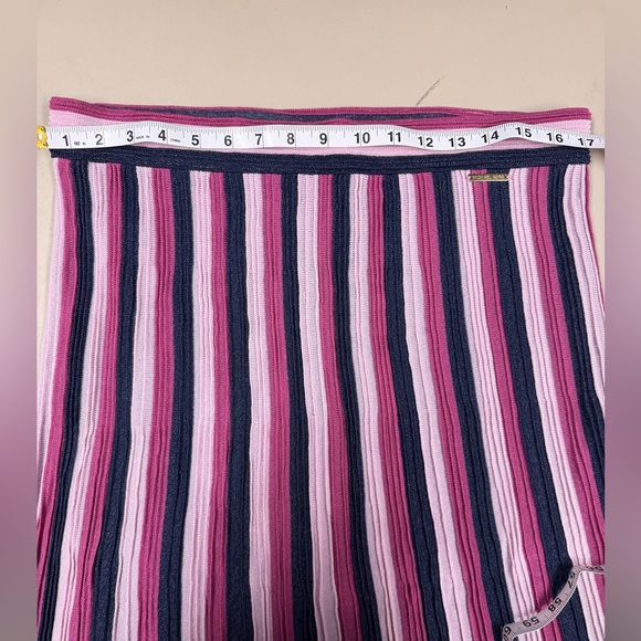 Michael Michael Kors Ribbed Knit Midi Skirt – Pink Stripe | Size L - Picture 6 of 7